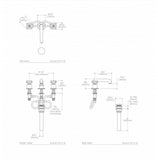 Waterworks Henry Low Profile Three Hole Deck Mounted Lavatory Faucet with Metal Cross Handles in Chrome