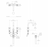 Waterworks Henry Gooseneck Three Hole Deck Mounted Lavatory Faucet with Metal Cross Handles in Chrome