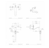 Waterworks Formwork Low Profile Three Hole Wall Mounted Lavatory Faucet with Metal Knob Handles in Matte Nickel