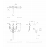 Waterworks Henry Low Profile Three Hole Deck Mounted Lavatory Faucet with Metal Lever Handles in Nickel