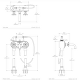 Waterworks Regulator Exposed Floor Mounted Tub Filler with 2.5gpm Handshower and Black Wheel Handles in Chrome