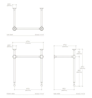 Waterworks Crystal Metal Round Two Leg Single Washstand 27 15/16" x 19 13/16" x 32 3/4" in Matte Nickel BASE ONLY