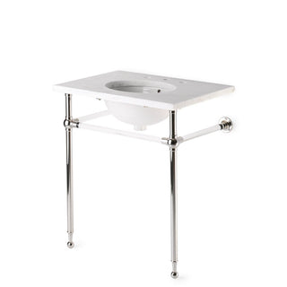 Waterworks Crystal Metal Round Two Leg Single Washstand 27 15/16" x 19 13/16" x 32 3/4" in Matte Nickel BASE ONLY