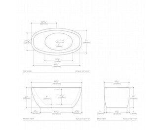 Waterworks Styli 66" x 32" x 24" Freestanding Acrylic Oval Bathtub in White WW Logo