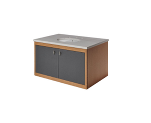 Waterworks Alta Single Floating Vanity with Charcoal Paperstone 36" x 24" x 21" in Clear Oak