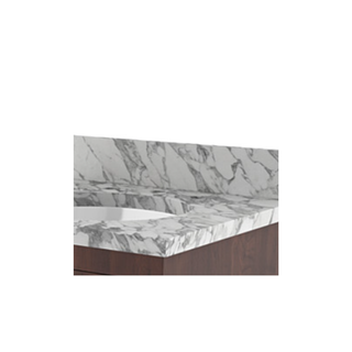 Waterworks Keystone Double Vanity Fabricated Slab 67" x 24 1/2" x 1 1/4" with Straight Edge and 4" x 3/4" Backsplash in Arabescato Honed (SALV26s Included)
