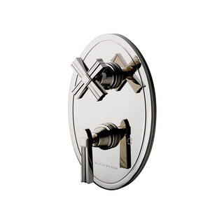 Waterworks Boulevard Metal Lever Handle Thermostatic with Metal Cross Handle Shutoff Trim