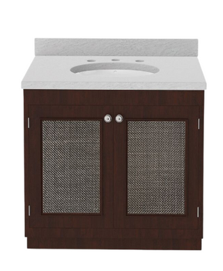 Waterworks Belden Single Vanity with Nickel Mesh 36" x 24" x 33 1/4" in Antique Walnut BASE ONLY