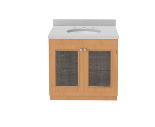 Waterworks Belden Single Vanity with Mesh 36" x 24" x 33 1/4" in Clear Oak BASE ONLY