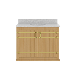 Waterworks Bridle Single Vanity with Brass Hardware 36" x 24" x 33 1/4" Clear Oak