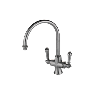 Waterworks Calais One Hole Gooseneck Kitchen Faucet, Metal Lever Handles
