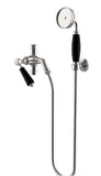 Waterworks Easton Classic Handshower with Diverter and Black Porcelain Lever Handle in Matte Nickel