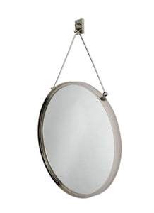 Waterworks Latchet Wall Mounted Round Mirror 23 1/2" x 37 5/8" in Nickel