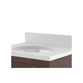 Waterworks Keystone Fabricated Slab 37" x 24 1/2" x 1 1/4" with Straight Edge and 4" x 3/4" Backsplash in Carrara Honed (SALV26 Included)