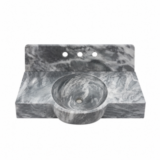 Waterworks Doria Rectangular Wall Mounted Marble Lavatory Sink 30" x 16" x 6" with 30" x 9" x 3/4" Backsplash