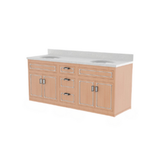 Waterworks Pullman Double Vanity with Nickel Hardware 66" x 24" x 33 1/4" in Clear Oak