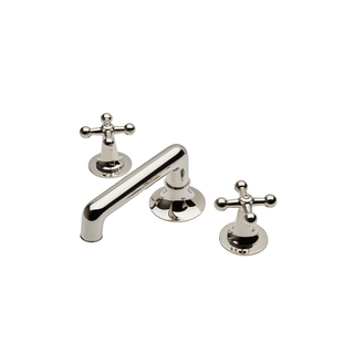 Waterworks Dash Low Profile Three Hole Deck Mounted Lavatory Faucet with Metal Cross Handles