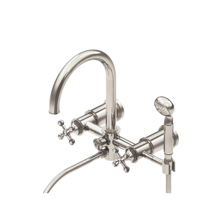 Waterworks Dash Wall Mounted Exposed Tub Filler with 1.75gpm Metal Handshower and Cross Handles