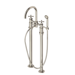Waterworks Dash Floor Mounted Exposed Tub Filler with 1.75gpm Metal Handshower and Cross Handles