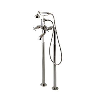 Waterworks Easton Classic Exposed Tub Filler, 1.75gpm White Porcelain Handshower and Lever Diverter Handle with Metal Indices