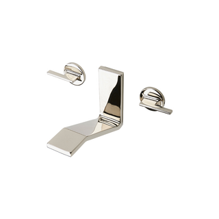 Waterworks Formwork Low Profile Three Hole Wall Mounted Lavatory Faucet with Metal Lever Handles