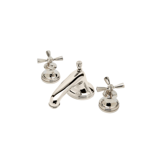 Waterworks Foro Low Profile Three Hole Deck Mounted Lavatory Faucet with Metal Cross Handles