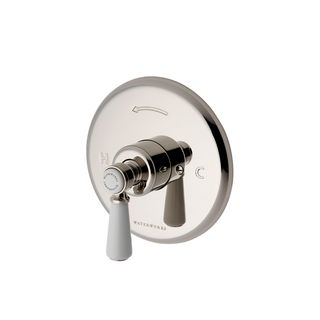 Waterworks WWS Highgate Pressure Balance Control Valve Trim with White Porcelain Lever Handle