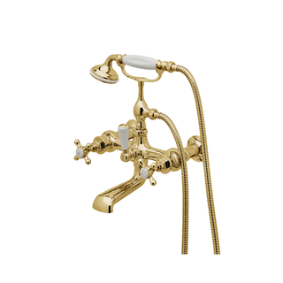 Waterworks Highgate Exposed Wall Mounted Tub Filler with 1.75gpm Handshower and Metal Cross Handles