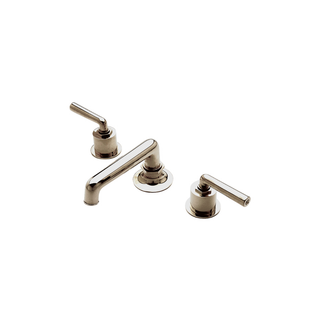 Waterworks Henry Low Profile Three Hole Deck Mounted Lavatory Faucet with Metal Lever Handles