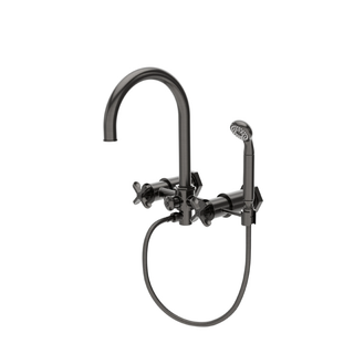 Waterworks Henry Exposed Wall Mounted Tub Filler with 1.75gpm Handshower and Metal Cross Handles