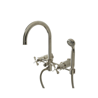 Waterworks Henry Exposed Wall Mounted Tub Filler with 1.75gpm Handshower and Metal Cross Handles