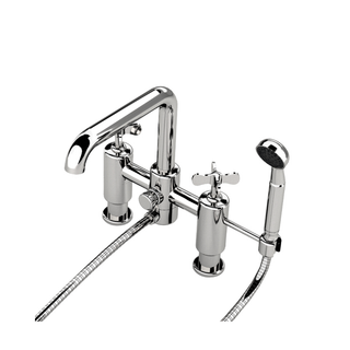 Waterworks Ludlow Deck Mounted Exposed Tub Filler with 2.0gpm Handshower and Metal Cross Handles