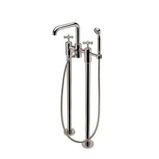 Waterworks Ludlow Exposed Tub Filler with Handshower and Cross Handles