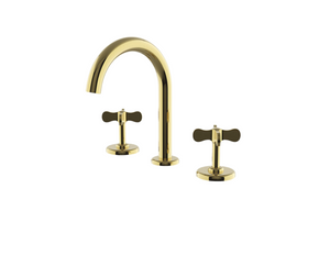 Waterworks Ludlow Volta Gooseneck Lavatory Faucet with Cross Handles in Brass