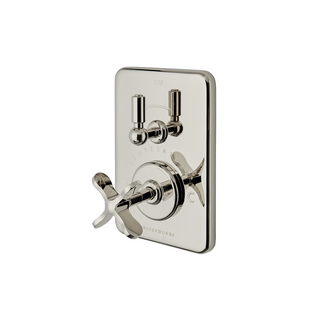 Waterworks Integrated Thermostatic and Volume Control Valve Trim with Cross Handle