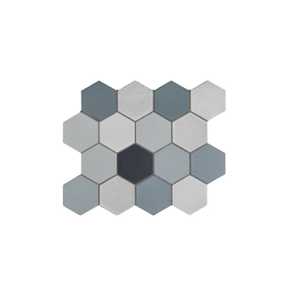 Waterworks Magma 3" Hexagon Mosaic Lunar Blend Matte Crackle