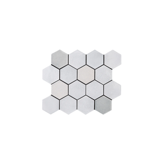 Waterworks Magma 3" Hexagon Mosaic  Zinc Stargazer Blend Crackle