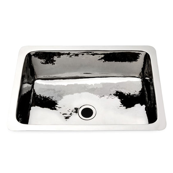 Waterworks Normandy Drop In or Undermount Rectangular Hammered Copper Lavatory Sink 14 15/16