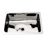 Waterworks Normandy Drop In or Undermount Rectangular Hammered Copper Lavatory Sink 14 15/16" x 11 7/16" x 7 5/16" in Chrome