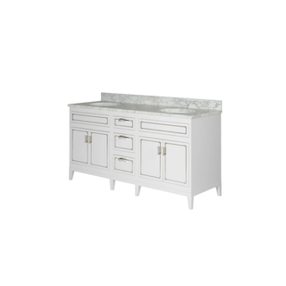 Waterworks Pullman Double Vanity with Tapered Legs in Chalk and Brass Hardware
