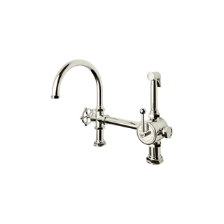 Waterworks Regulator Gooseneck Kitchen Faucet with Wheel Handle and Spray