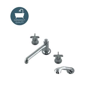 Waterworks Henry Low Profile Concealed Tub Filler with Handshower and Metal Cross Handles