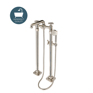 Waterworks R.W. Atlas Exposed Floor Mounted Tub Filler with 1.75gpm Handshower and Wheel Handles