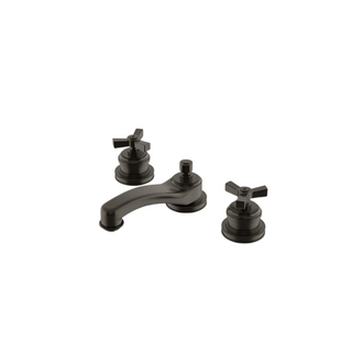 Waterworks Aero Low Profile Three Hole Deck Mounted Lavatory Faucet with Metal Cross Handles