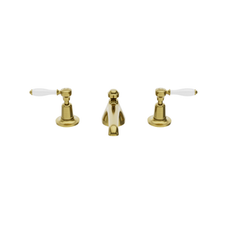 Waterworks Easton Classic Lavatory Faucet with White Porcelain Lever Handles