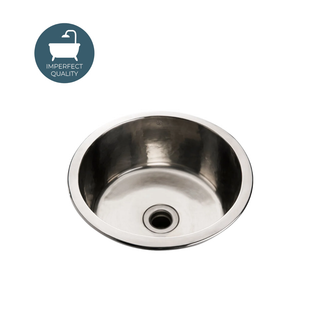 Waterworks Normandy Hammered Copper Round Bar Sink with Center Drain