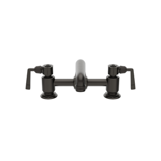 Waterworks R.W. Atlas Bridge Two Hole Deck Mounted Lavatory Faucet with Metal Lever Side Mount Handles