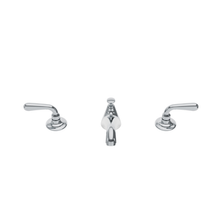 Waterworks Opus Low Profile Three Hole Deck Mounted Lavatory Faucet with Metal Lever Handles