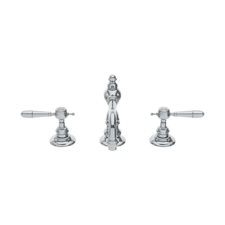 Waterworks Julia High Profile Three Hole Deck Mounted Lavatory Faucet with Metal Lever Handles