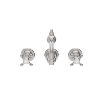 Waterworks Julia High Profile Three Hole Wall Mounted Lavatory Faucet with Metal Cross Handles